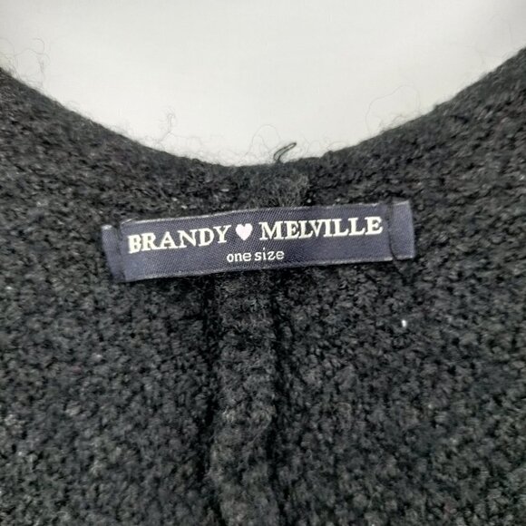 Brandy Melville Open Front 3/4 sleeve Cropped Cardigan Sweater OS Women Black - Picture 3 of 7
